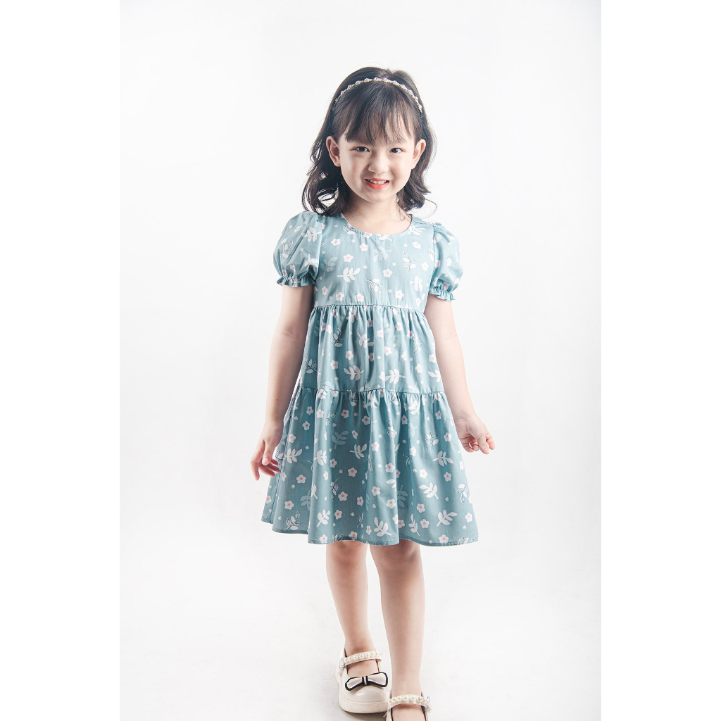 Đầm babydoll họa tiết xinh xắn cho bé gái từ 2 đến 6 tuổi Monbabies V2TG23S013