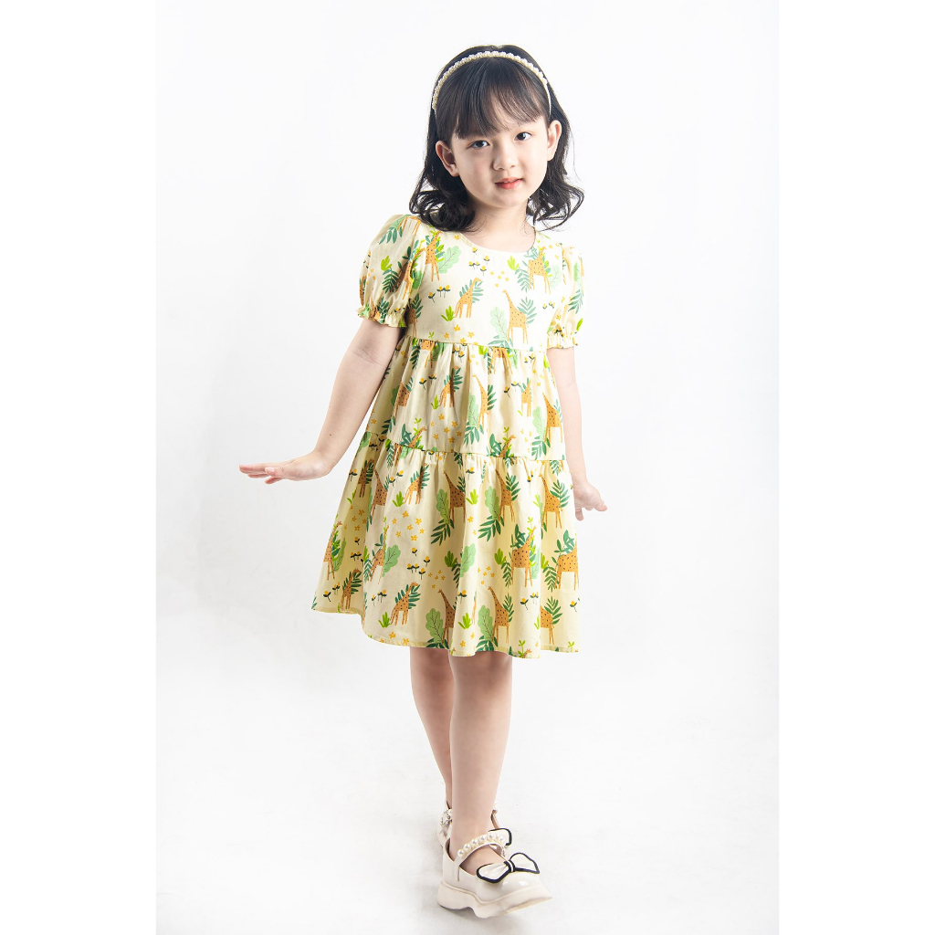 Đầm babydoll họa tiết xinh xắn cho bé gái từ 2 đến 6 tuổi Monbabies V2TG23S013