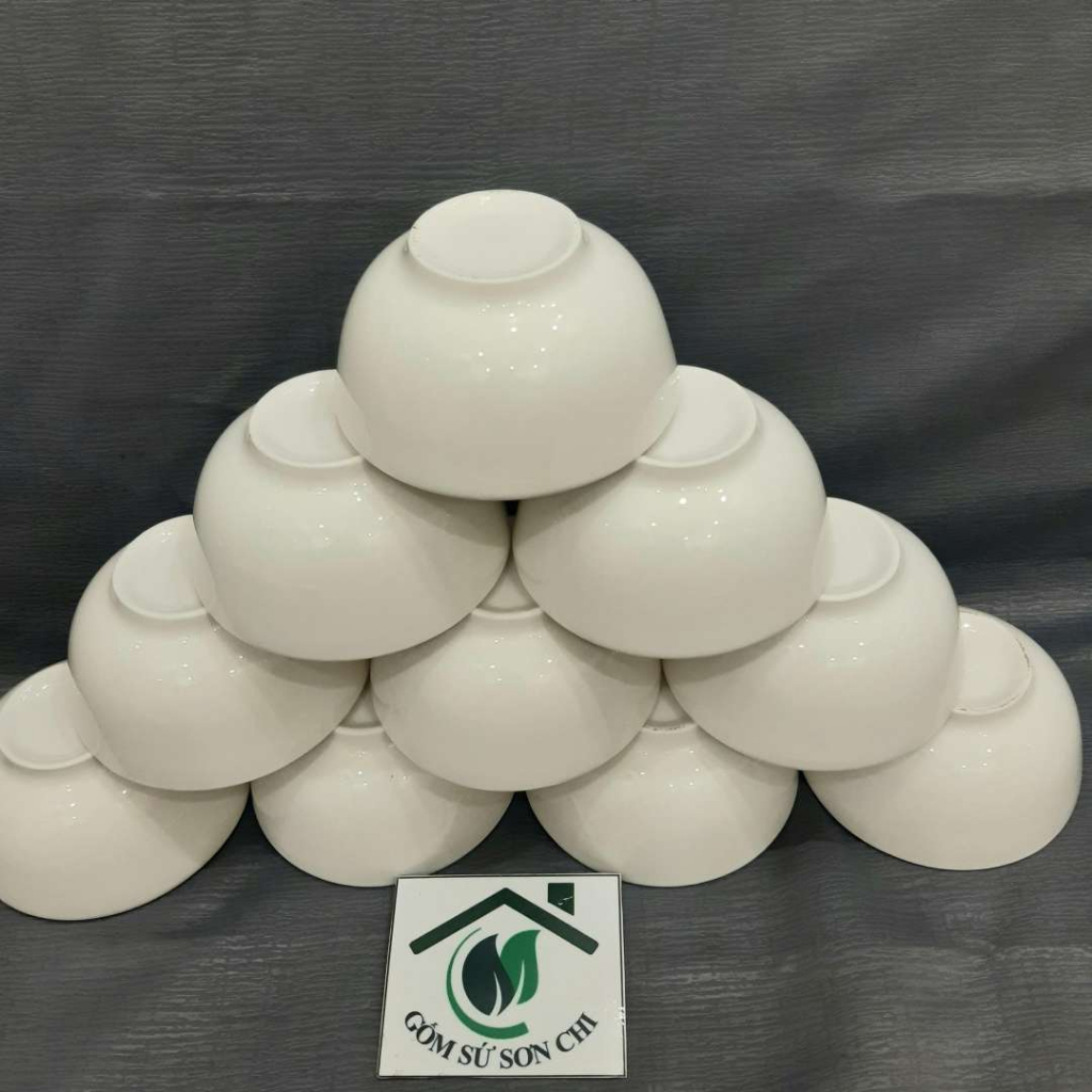 Bộ 10 chén ăn cơm trắng thô dày đẹp 11.5cm- Phù hợp cho quán ăn