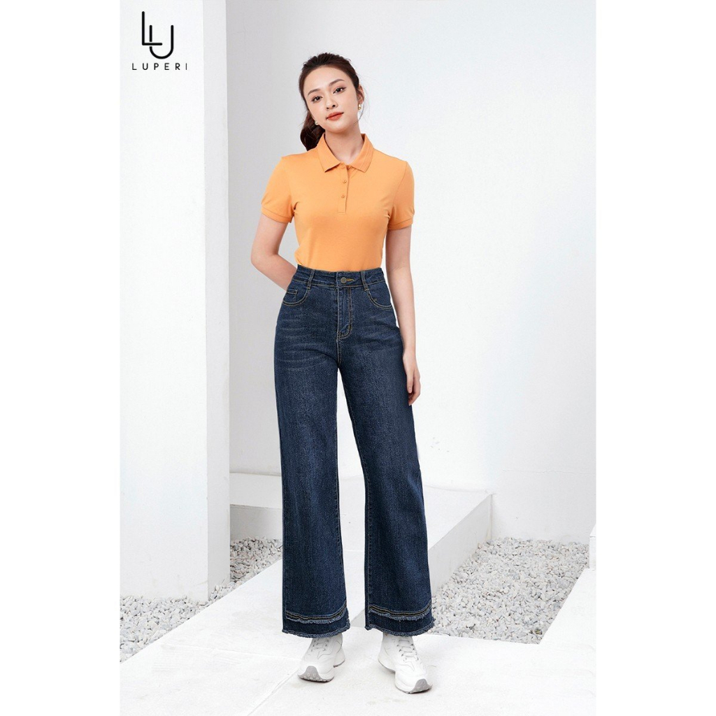 Quần Jeans Nữ Dáng Suông Cao Cấp LUPERI LFQJ176 Kiểu Dáng Thời Trang Thời Thượng Co Giãn Thoải Mái