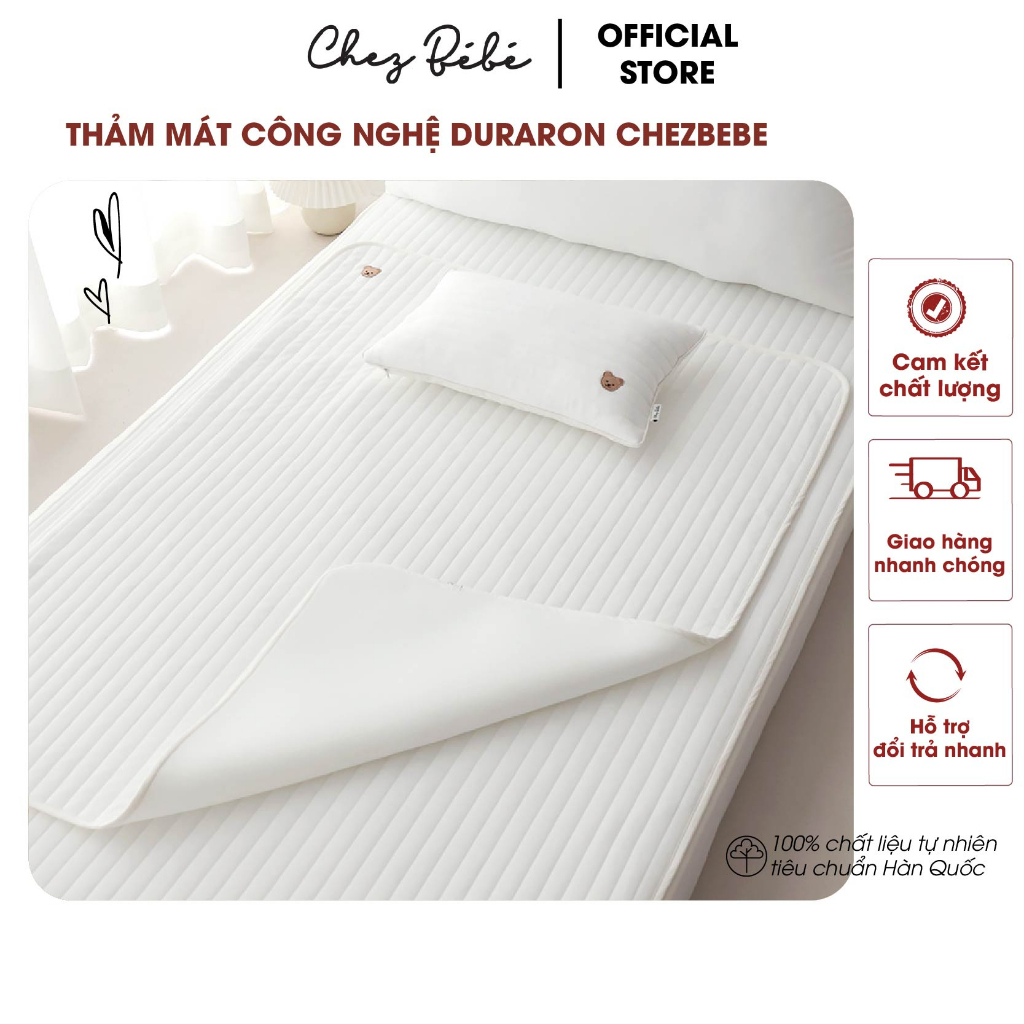 Thảm mát Hàn Quốc công nghệ sợi Duraron mát lạnh, thoáng khí, êm ái, dành cho bé ra nhiều mồ hôi - Chezbebe Hàn Quốc