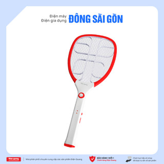 Vợt muỗi Điện Quang ĐQ EMR02 WR (trắng - đỏ) - Xả nhanh dòng điện 5s, chống giật. Lưới vợt chống gỉ - BH 12 tháng
