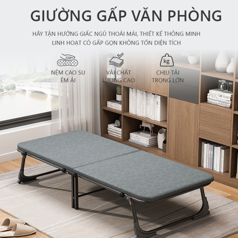 Giường gấp văn phòng, giường gấp gọn thông minh có bánh xe phù hợp nhi