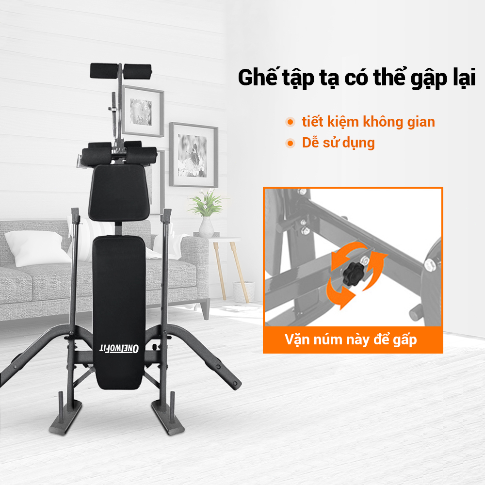 OneTwofit 0T0039Z Ghế nâng đa chức năng Folding Home Gym Trọng lượng Dumbbell Đào tạo Trọng lượng phân