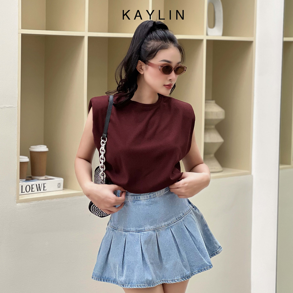 Áo thun cọc tay freesize độn vai màu trơn phong cách KAYLIN - N1984