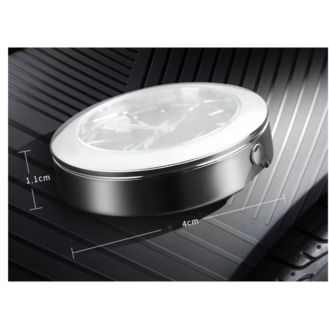 Đông hồ thạch anh mini trang trí trên xe ô tô mẫu tròn có phát dạ quang