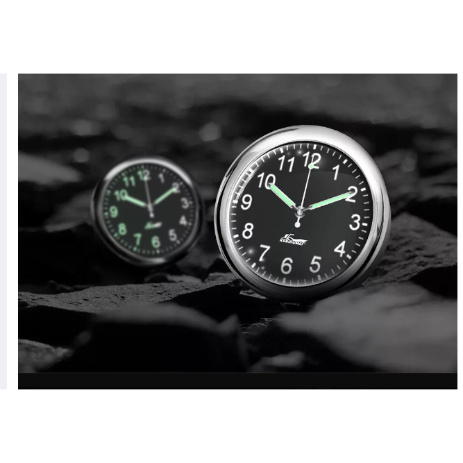 Đông hồ thạch anh mini trang trí trên xe ô tô mẫu tròn có phát dạ quang