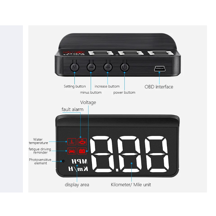 Màn Hình Máy Chiếu HUD Điện Tử Ô Tô M3 OBD2 Màn Hình Hiển Thị Trên Kính Chắn Gió Phụ Kiện Công Tơ Mét Xe Kỹ Thuật Số