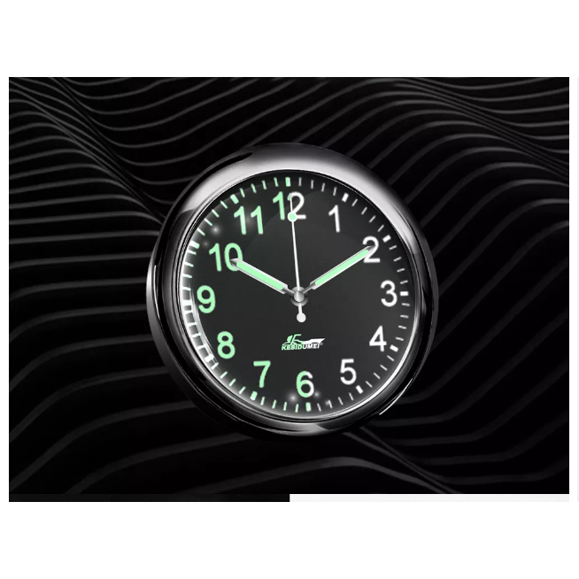 Đông hồ thạch anh mini trang trí trên xe ô tô mẫu tròn có phát dạ quang