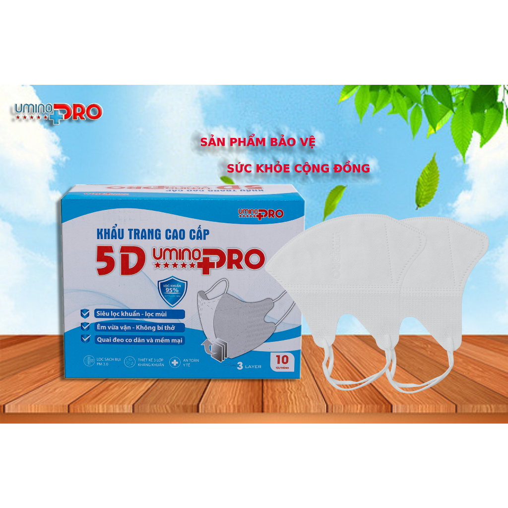 COMBO 100 CÁI Free ship - Khẩu trang kháng khuẩn Umino 5D Mask thùng 100 chiếc không đau tai tạo mặt V Line