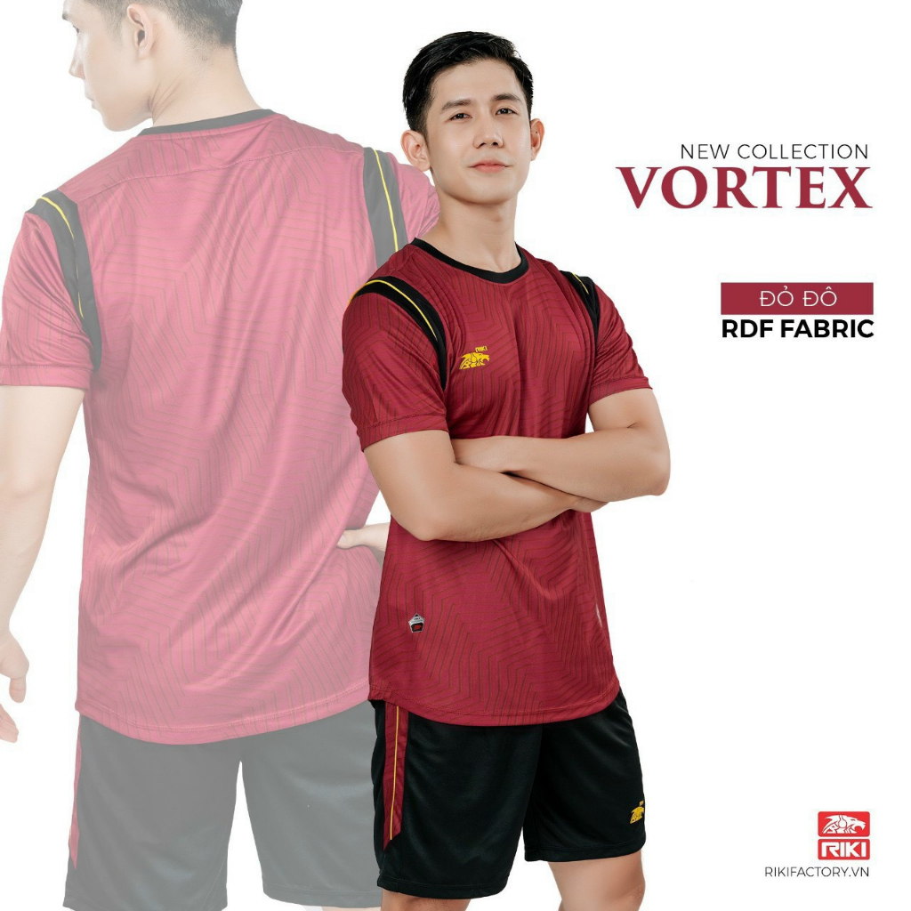 Đồ đá banh không logo RIKI VORTEX màu đỏ CÓ IN tên số theo yêu cầu