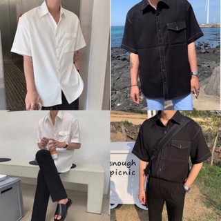 Áo sơ mi tay ngắn viền chỉ