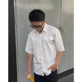 Áo sơ mi tay ngắn viền chỉ