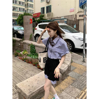 Set áo sơmi kẻ Freesize+ cv đen