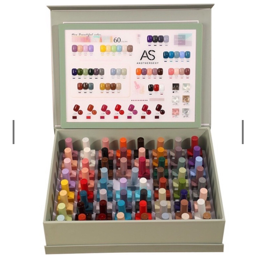 Set sơn gel AS chai vuông 60 màu tặng kèm base top cùng bảng màu