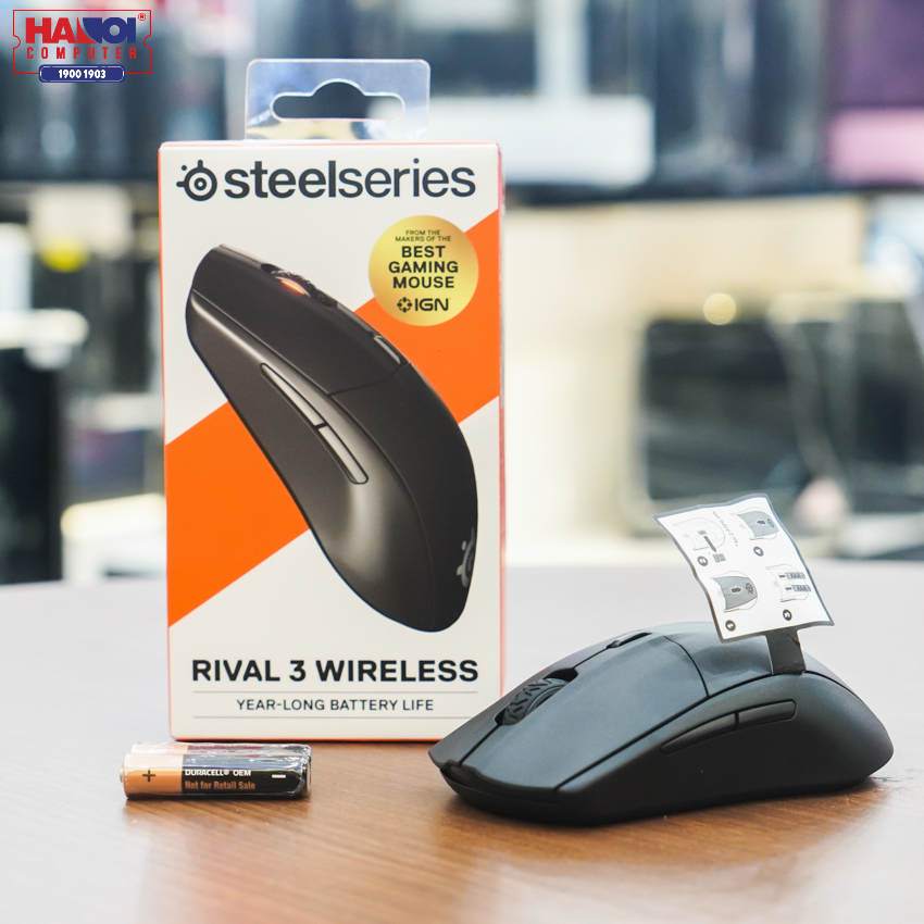 Chuột không dây Steelseries Rival 3 Wireless (USB/Đen) (62521) Thời lượng pin siêu cao lên đến 400h sử dụng
