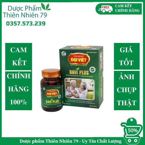 Tảo xoắn Đại Việt Davi Plus Viên uống Spirulina dành cho người cao tuổi,  Bổ sung các vitamin, vi chất dinh dưỡng 200v