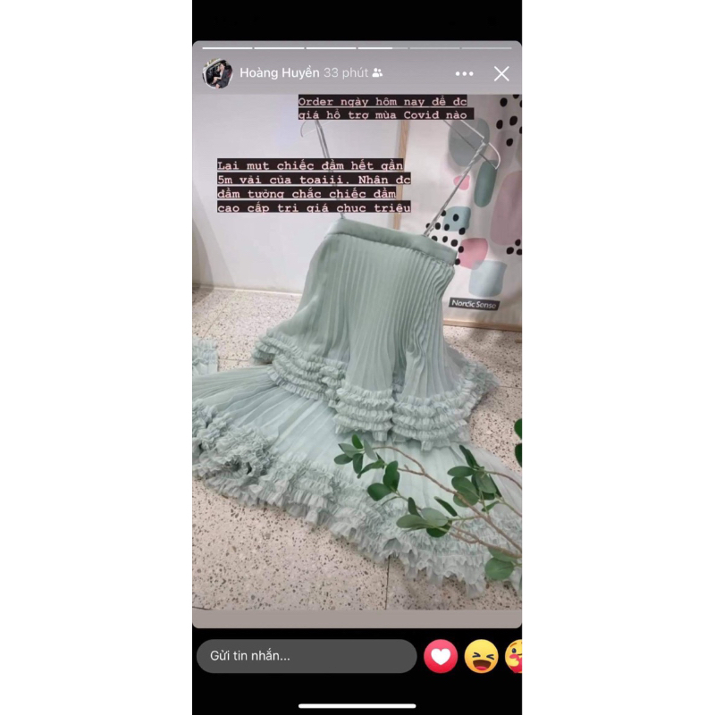 Pass váy H2B À La Mode xanh mint tiểu thư bầu bí bon chen được luôn