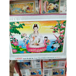 FreeShip từ 250K-Tranh đính đá Phật Quan Âm lv357 KT:70cm x 45cm