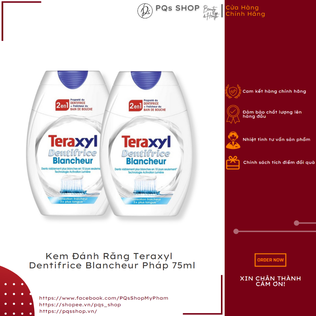 Kem Đánh Răng Teraxyl Dentifrice Blancheur Pháp 75ml