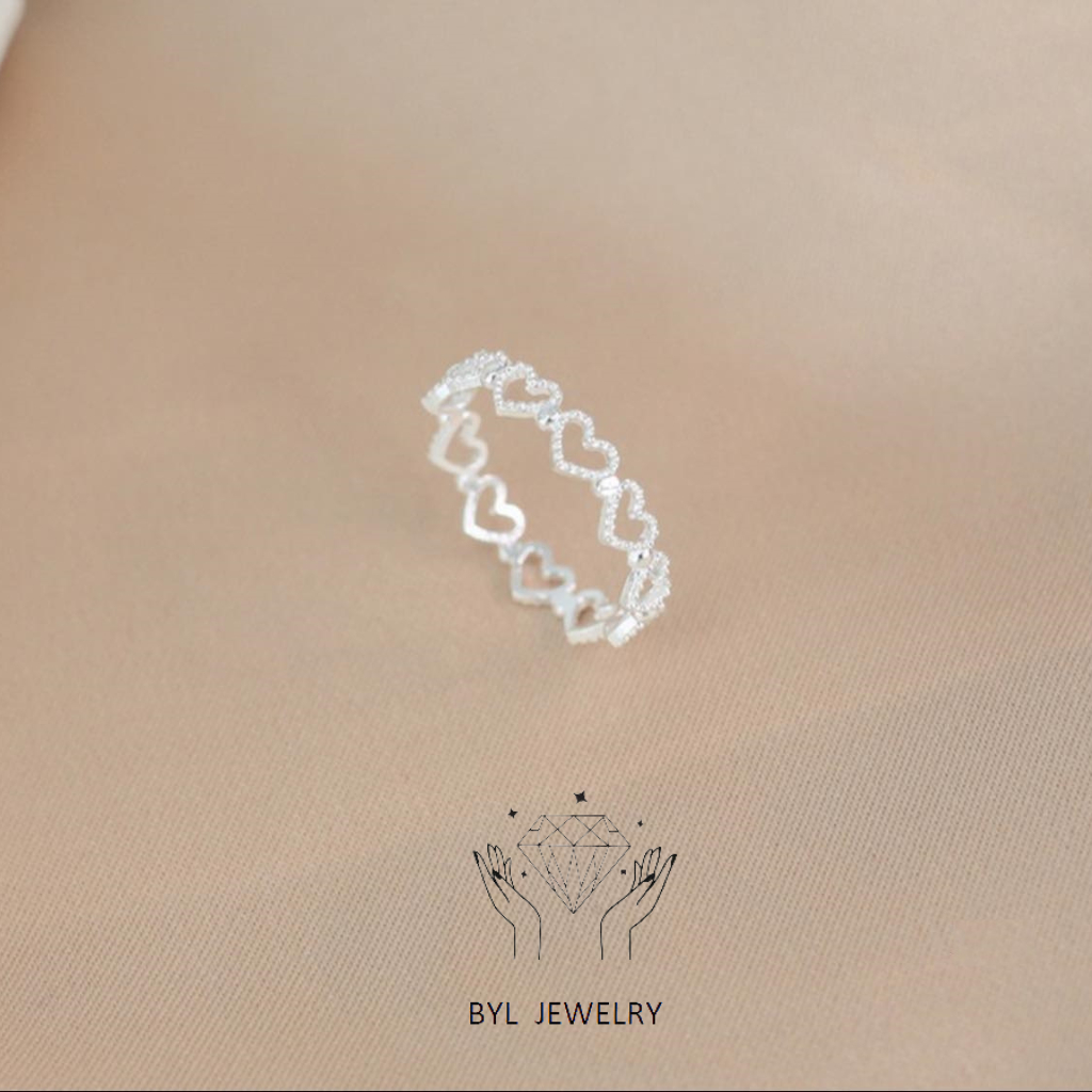 Nhẫn nữ tim chuẩn bạc ta, nhẫn đủ các size BYL JEWELRY
