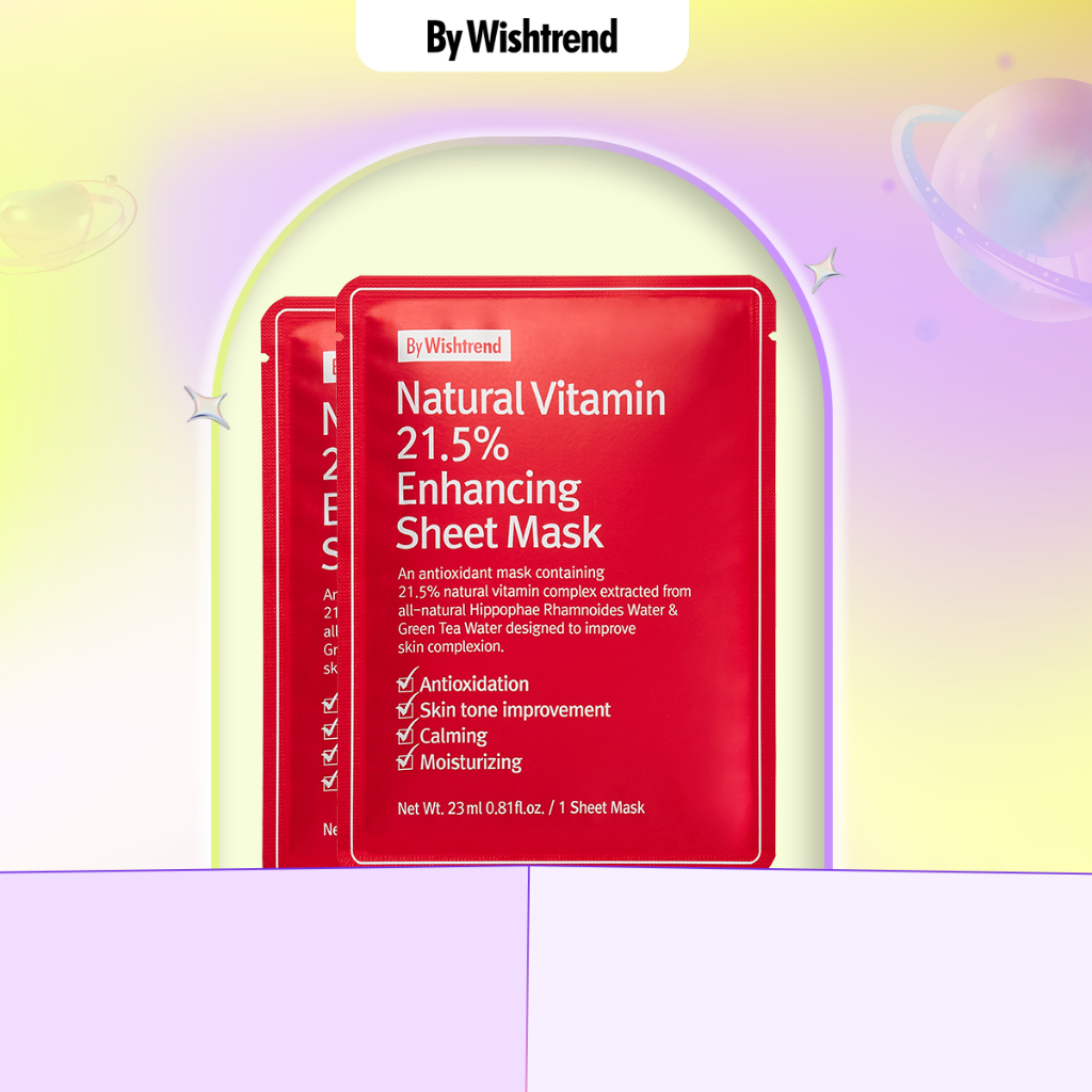 2 Mặt nạ dưỡng trắng da BY WISHTREND NATURAL VITAMIN 21.5% ENHANCING SHEET MASK 23ml