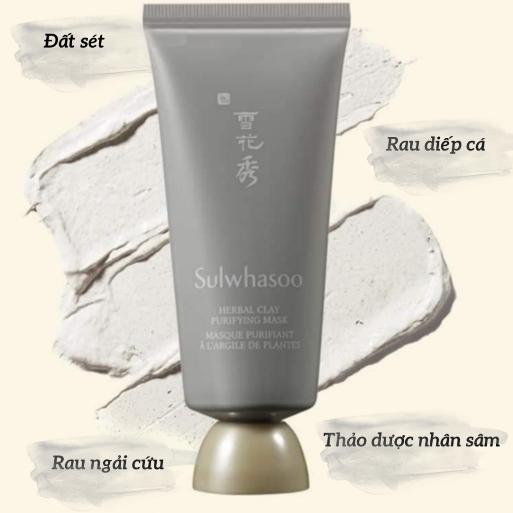 Nạ đất set trắng da, kiềm dầu SULWHASOO herbal clay purifying mask 35ml HÂN KOREA