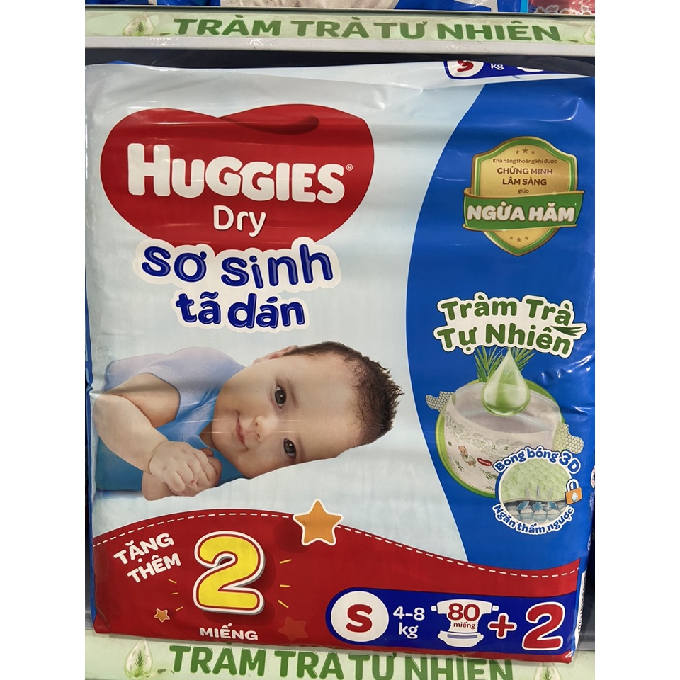 Tã dán sơ sinh Huggies Size S- S80+2 miếng/gói