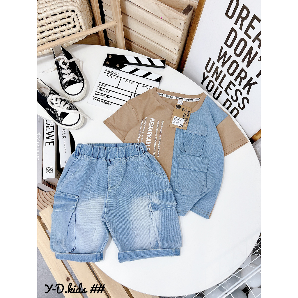 Bộ phối jeans QUẦN TÚI HỘP cực chất cho bé trai - BPJ