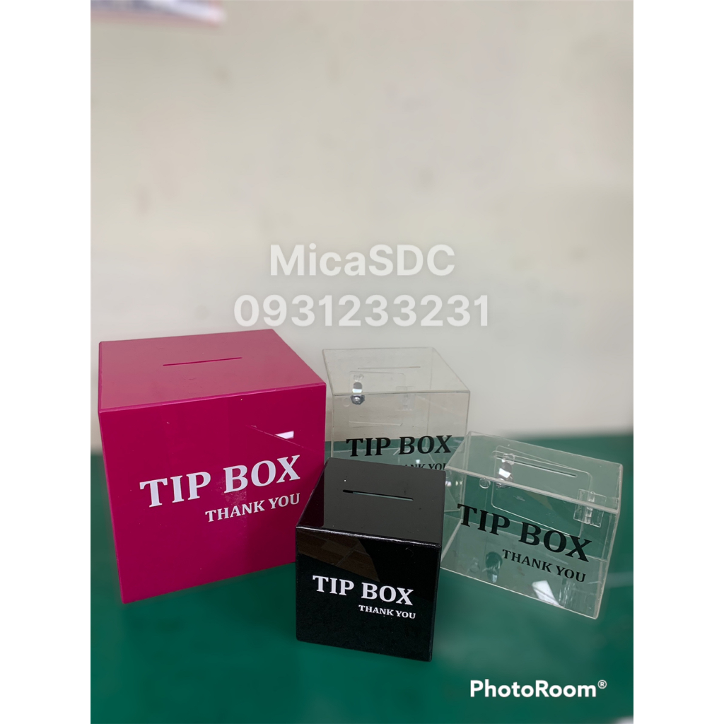 Thùng Tip Box - Hộp đựng tip hộp đựng tiền tip - Tip Box mica kèm ổ khóa
