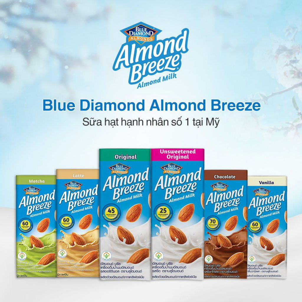 ALMOND BREZZE | Sữa Hạnh Nhân Nguyên Chất - Sữa Hạt Lactose - Dành Cho Người Ăn chay
