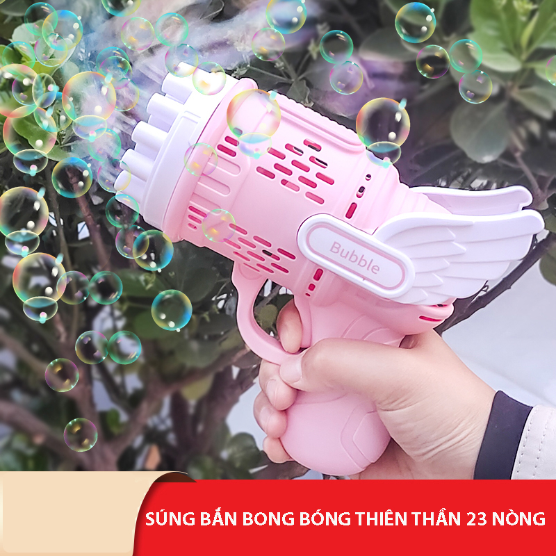 Súng bắn bong bóng Thiên Thần 23 nòng phun được nhiều bong bóng cùng lúc cho trẻ vui chơi ngoài trời