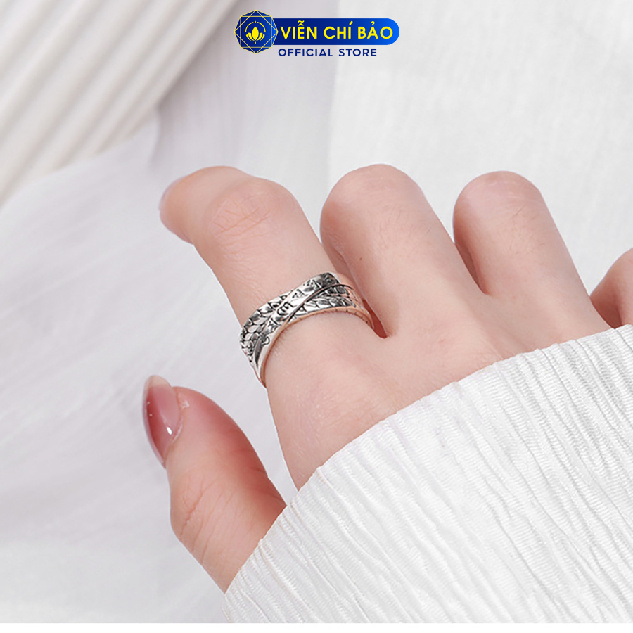 Nhẫn bạc nữ lục tự xích chéo chất liệu bạc Thái 925 thời trang phụ kiện trang sức Viễn Chí Bảo N000135