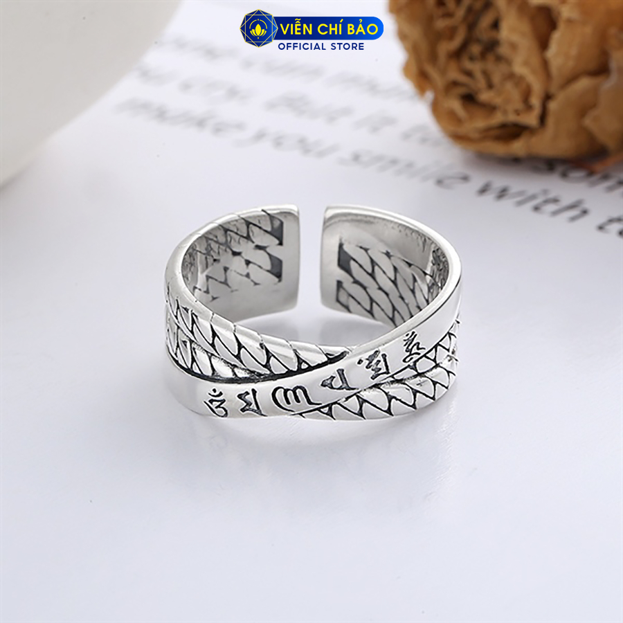 Nhẫn bạc nữ lục tự xích chéo chất liệu bạc Thái 925 thời trang phụ kiện trang sức Viễn Chí Bảo N000135