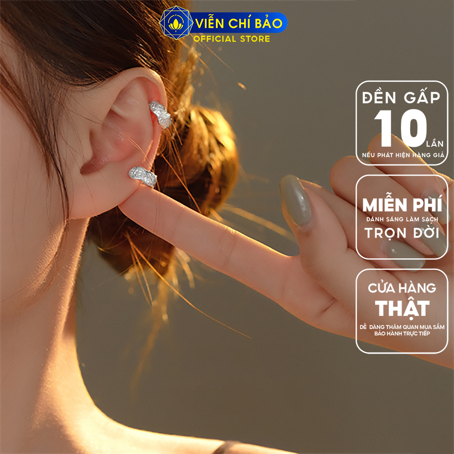 Bông tai bạc nữ kẹp vành đơn giản (1 chiếc) chất liệu bạc Ý 925 thời trang phụ kiện trang sức Viễn Chí Bảo B000556