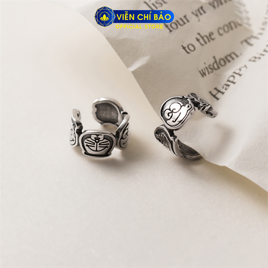 Bông tai bạc nữ Doraemon kẹp vành (1 chiếc) chất liệu bạc Thái 925 thời trang phụ kiện trang sức Viễn Chí Bảo B000817