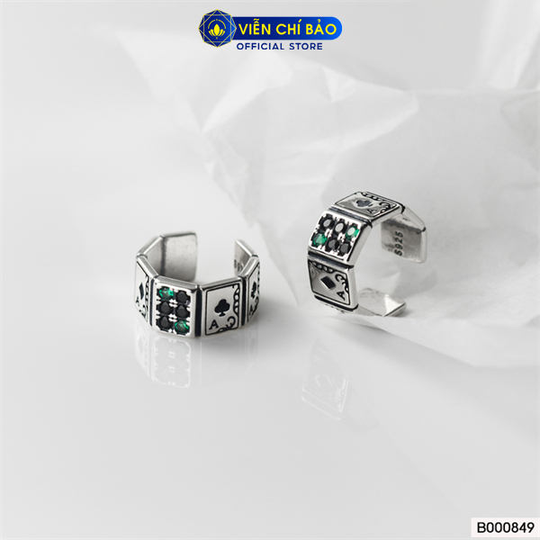 Bông tai bạc nữ kẹp vành lá bài (1 chiếc) chất liệu bạc Ý 925 thời trang phụ kiện trang sức Viễn Chí Bảo B000849