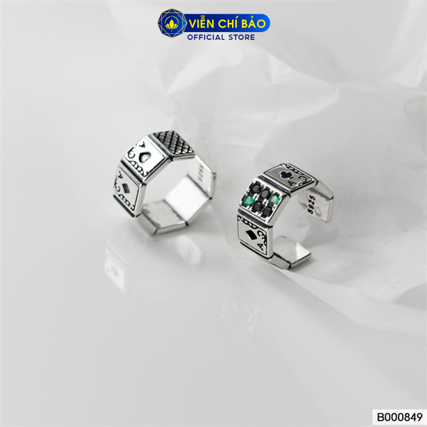 Bông tai bạc nữ kẹp vành lá bài (1 chiếc) chất liệu bạc Ý 925 thời trang phụ kiện trang sức Viễn Chí Bảo B000849