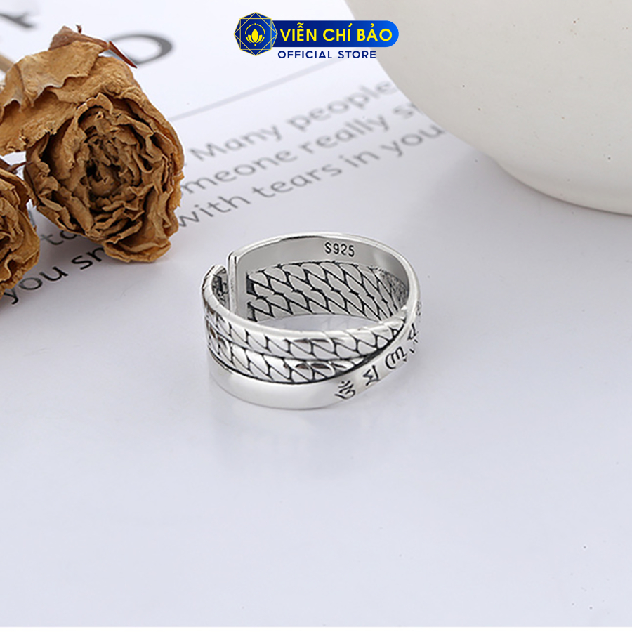Nhẫn bạc nữ lục tự xích chéo chất liệu bạc Thái 925 thời trang phụ kiện trang sức Viễn Chí Bảo N000135