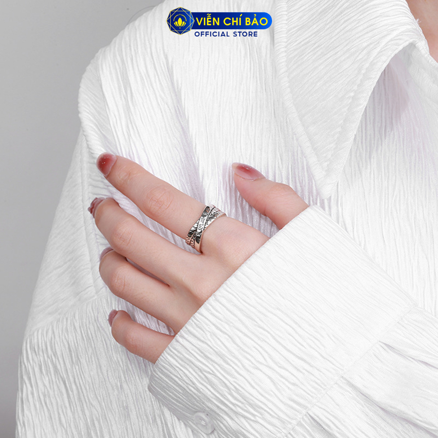 Nhẫn bạc nữ lục tự xích chéo chất liệu bạc Thái 925 thời trang phụ kiện trang sức Viễn Chí Bảo N000135