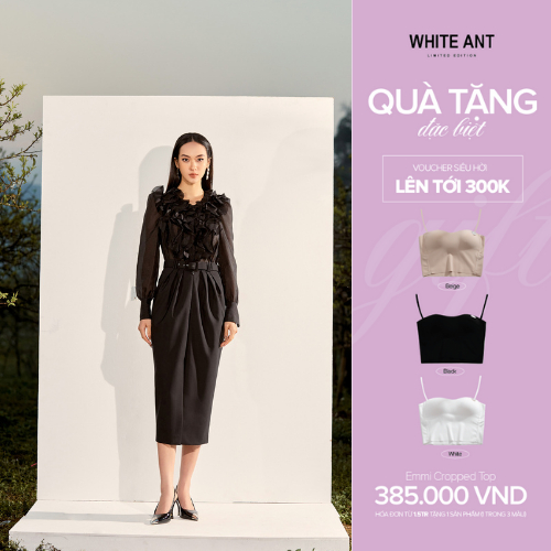 Áo Sơ Mi Nữ Công Sở WHITE ANT CELINA CASCADE COLLAR BLOUSE Cổ Bèo Xoắn Hiện Đại 170300141