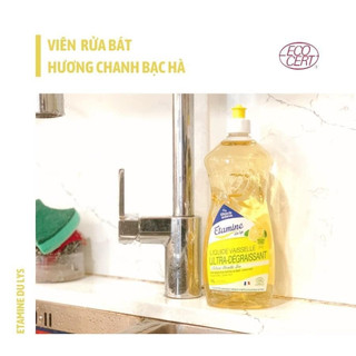 Nước rửa chén bát hữu cơ chanh bạc hà etamine nhập khẩu đức - 1 lít