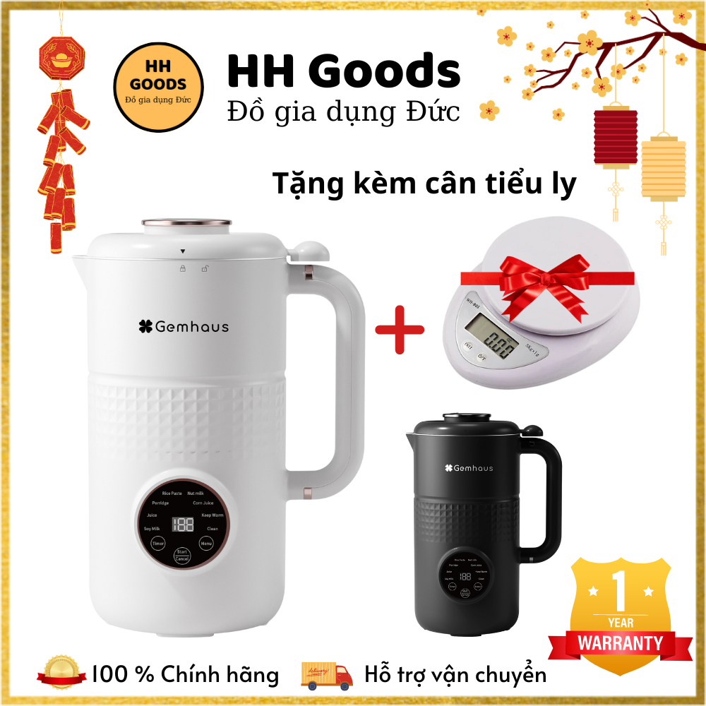 Máy làm sữa hạt Gemhaus GH110, máy nấu sữa hạt công nghệ Đức hiện đại dung tích 600ml