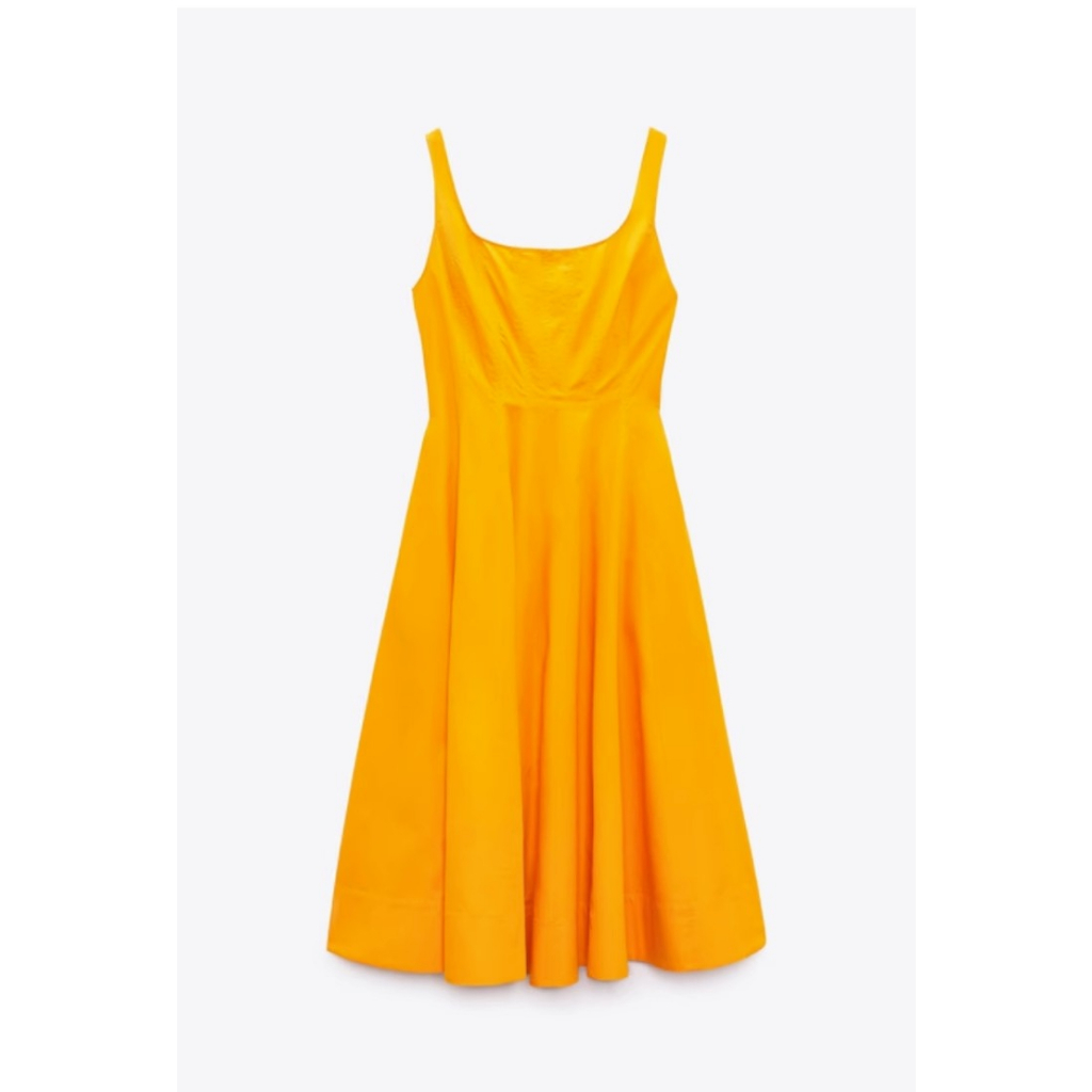 ĐẦM HAI DÂY ZARA XUẤT DƯ TUỒN VẢI POPLIN MÀU CAM - 2711/554