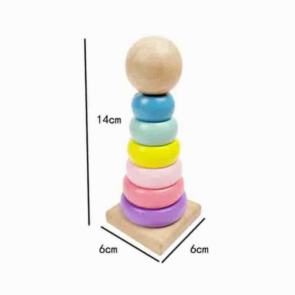 Đồ Chơi Tháp Cầu Vồng Gỗ Màu Mới Cho Bé, Tháp Cầu Vồng Mini 7 Màu Phù Hợp Bé Từ 9 Tháng