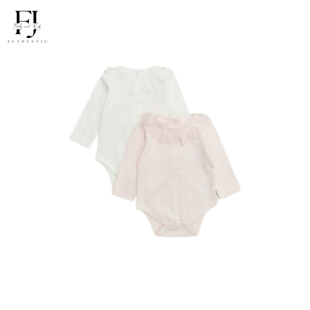 Áo body cổ ren thêu hoa bé gái chính hãng Matalan, áo body cho bé 3-18 tháng tuổi Auth