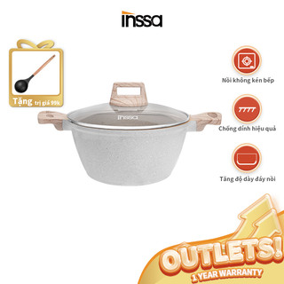 NỒI HẦM ĐÁ CHỐNG DÍNH dung tích lớn 4L【INSSA】GUOJ012 - Nồi Đá Maifan Cao Cấp Thiết kế 2 Quai Cầm - Phù Hợp Mọi Loại Bếp