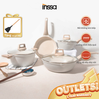 Chảo đá Maifan chống dính Inssa 18 * 28CM Chảo chiên sâu Nồi nấu có nắp súp chống dính Thích hợp cho mọi loại nồi nấu GUOJ030CW