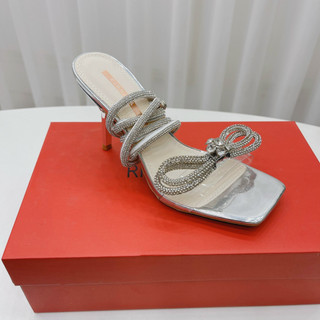Sandal quai nơ đá dây quấn nạm đá sang chảnh gót 8cm