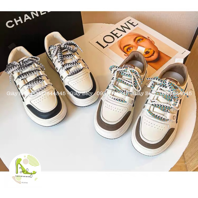 D62 Bely. Shoes_Bata trắng học sinh, Giày thể thao đơn giản tinh tế dây phối màu, hàng QCCC